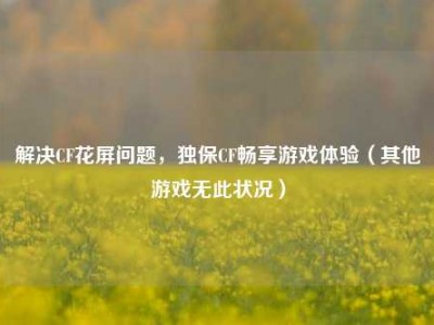 解决CF花屏问题，独保CF畅享游戏体验（其他游戏无此状况）