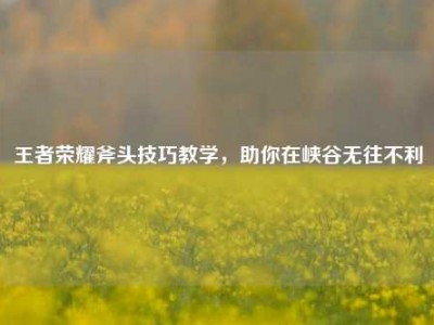 王者荣耀斧头技巧教学，助你在峡谷无往不利