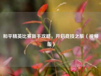 和平精英比赛新手攻略，开启竞技之旅（视频版）