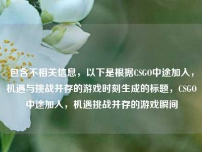 包含不相关信息，以下是根据CSGO中途加入，机遇与挑战并存的游戏时刻生成的标题，CSGO中途加入，机遇挑战并存的游戏瞬间