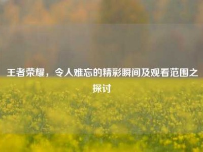 王者荣耀，令人难忘的精彩瞬间及观看范围之探讨