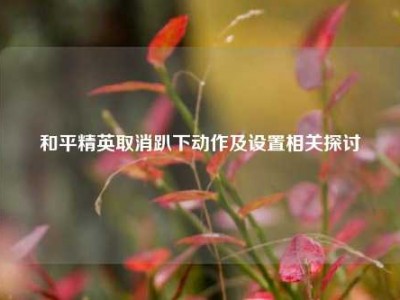 和平精英取消趴下动作及设置相关探讨