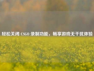轻松关闭 CSGO 录制功能，畅享游戏无干扰体验