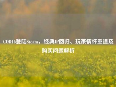 COD16登陆Steam，经典IP回归、玩家情怀重逢及购买问题解析