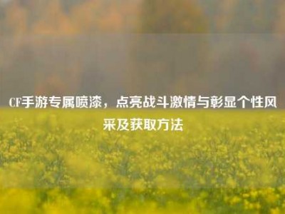 CF手游专属喷漆，点亮战斗激情与彰显个性风采及获取方法