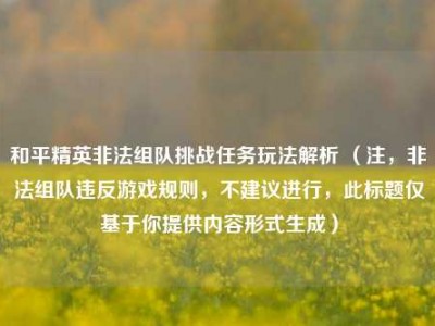 和平精英非法组队挑战任务玩法解析 （注，非法组队违反游戏规则，不建议进行，此标题仅基于你提供内容形式生成）