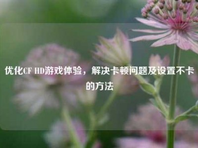 优化CF HD游戏体验，解决卡顿问题及设置不卡的方法