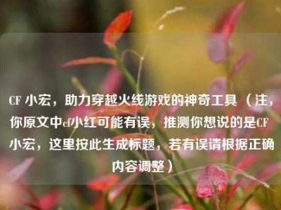 CF 小宏，助力穿越火线游戏的神奇工具 （注，你原文中cf小红可能有误，推测你想说的是CF 小宏，这里按此生成标题，若有误请根据正确内容调整）