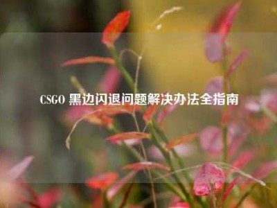 CSGO 黑边闪退问题解决办法全指南