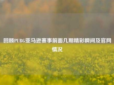 回顾PUBG亚马逊赛事前面几期精彩瞬间及官网情况