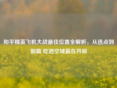 和平精英飞机大战最佳位置全解析，从选点到制霸 吃透空域赢在开局