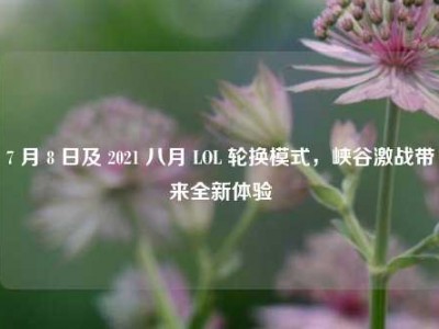 7 月 8 日及 2021 八月 LOL 轮换模式，峡谷激战带来全新体验