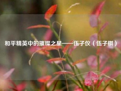 和平精英中的璀璨之星——伍子仪（伍子棋）