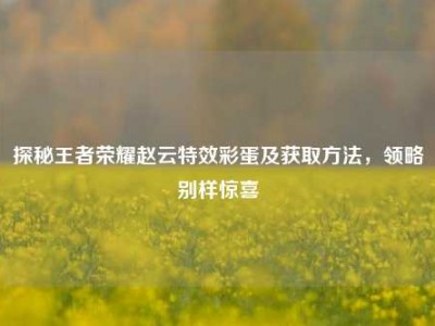 探秘王者荣耀赵云特效彩蛋及获取方法，领略别样惊喜