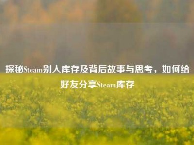 探秘Steam别人库存及背后故事与思考，如何给好友分享Steam库存