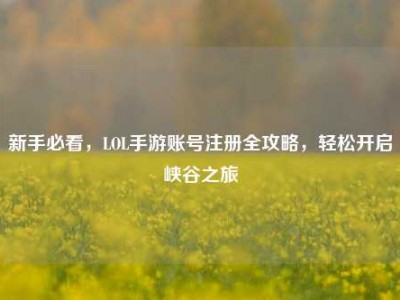 新手必看，LOL手游账号注册全攻略，轻松开启峡谷之旅
