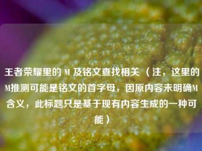 王者荣耀里的 M 及铭文查找相关 （注，这里的M推测可能是铭文的首字母，因原内容未明确M含义，此标题只是基于现有内容生成的一种可能）