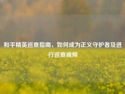 和平精英巡查指南，如何成为正义守护者及进行巡查视频