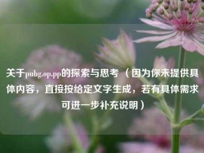 关于pubg.op.pp的探索与思考 （因为你未提供具体内容，直接按给定文字生成，若有具体需求可进一步补充说明）