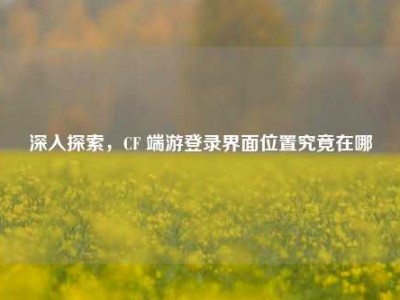 深入探索，CF 端游登录界面位置究竟在哪