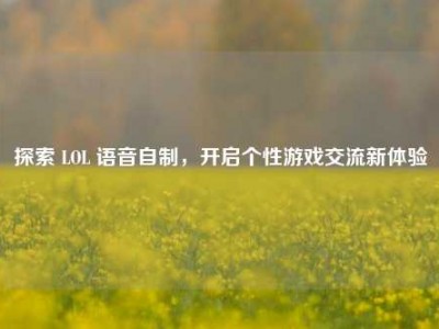 探索 LOL 语音自制，开启个性游戏交流新体验