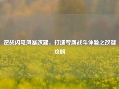 逆战闪电风暴改建，打造专属战斗体验之改键攻略