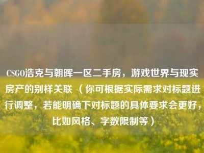 CSGO浩克与朝晖一区二手房，游戏世界与现实房产的别样关联 （你可根据实际需求对标题进行调整，若能明确下对标题的具体要求会更好，比如风格、字数限制等）