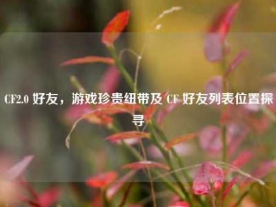 CF2.0 好友，游戏珍贵纽带及 CF 好友列表位置探寻
