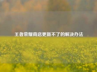 王者荣耀商店更新不了的解决办法
