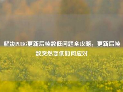 解决PUBG更新后帧数低问题全攻略，更新后帧数突然变低如何应对