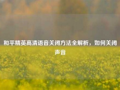 和平精英高清语音关闭方法全解析，如何关闭声音