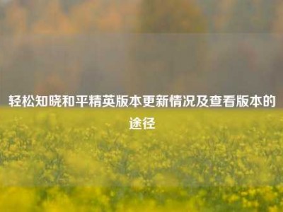 轻松知晓和平精英版本更新情况及查看版本的途径