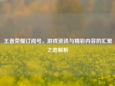 王者荣耀订阅号，游戏资讯与精彩内容的汇聚之地解析