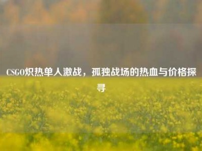CSGO炽热单人激战，孤独战场的热血与价格探寻