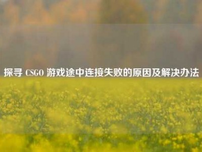探寻 CSGO 游戏途中连接失败的原因及解决办法