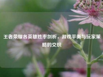 王者荣耀各英雄胜率剖析，游戏平衡与玩家策略的交织