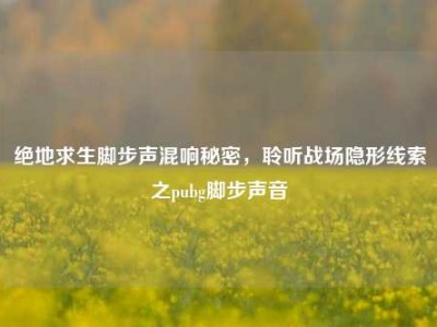 绝地求生脚步声混响秘密，聆听战场隐形线索之pubg脚步声音