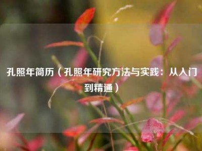 孔照年简历（孔照年研究方法与实践：从入门到精通）