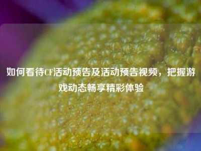 如何看待CF活动预告及活动预告视频，把握游戏动态畅享精彩体验