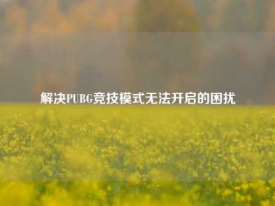 解决PUBG竞技模式无法开启的困扰