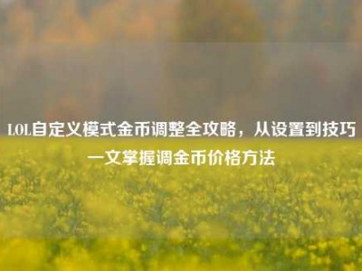 LOL自定义模式金币调整全攻略，从设置到技巧一文掌握调金币价格方法