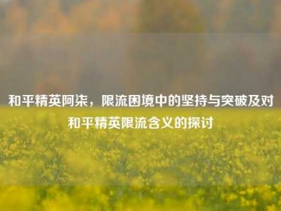 和平精英阿柒，限流困境中的坚持与突破及对和平精英限流含义的探讨