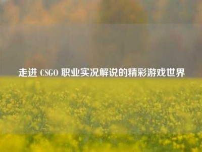 走进 CSGO 职业实况解说的精彩游戏世界
