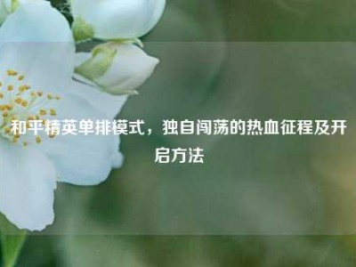 和平精英单排模式，独自闯荡的热血征程及开启方法
