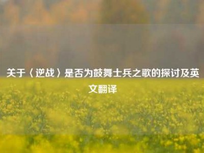 关于〈逆战〉是否为鼓舞士兵之歌的探讨及英文翻译