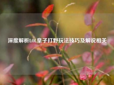 深度解析LOL皇子打野玩法技巧及解说相关