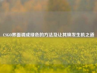 CSGO界面调成绿色的方法及让其焕发生机之道