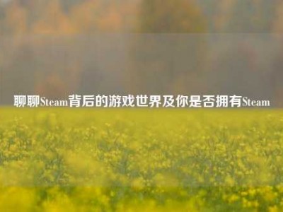 聊聊Steam背后的游戏世界及你是否拥有Steam