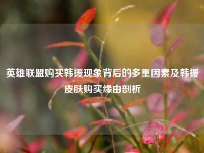 英雄联盟购买韩援现象背后的多重因素及韩援皮肤购买缘由剖析