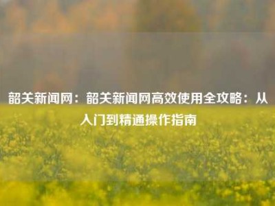 韶关新闻网：韶关新闻网高效使用全攻略：从入门到精通操作指南